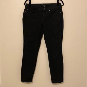 Eileen Fisher Mid Rise Black Skinny Taper Textured Jeans Size 6